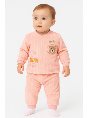 بيجامة بأزرار للأطفال لون زهري