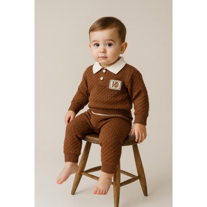 طقم صوف ولادي لون بني