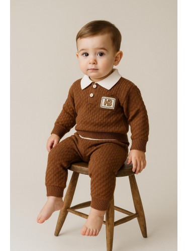 طقم صوف ولادي لون بني