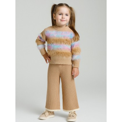 طقم صوف للأطفال لون بني