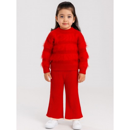 طقم صوف للأطفال لون أحمر