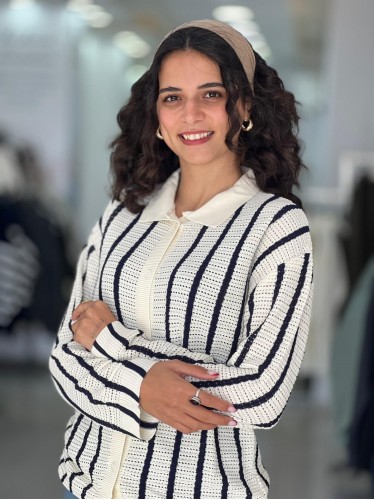 جرزة ستاتي لون بيج مخطط كحلي