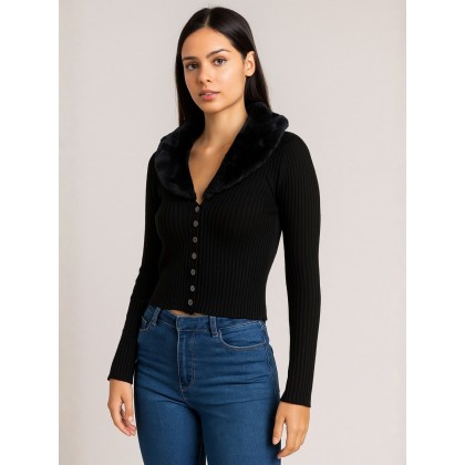 جرزة ستاتي قصير لون اسود قبة فرو