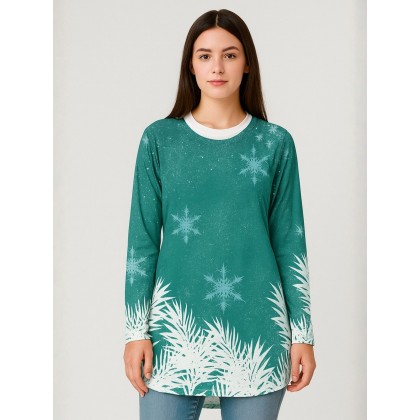 بلوزة كم طويل ستاتية لون أخضر