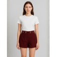 شورت ستاتي قصير للنساء لون عنابي