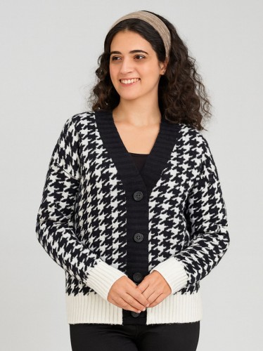 جرزة ستاتي لون أسود نقشة أبيض