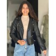 جاكيت جلد ستاتي لون أسود