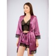 طقم لانجري قميص نوم مع روب لون بنفسجي