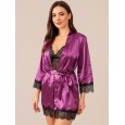 طقم لانجري قميص نوم مع روب لون بنفسجي