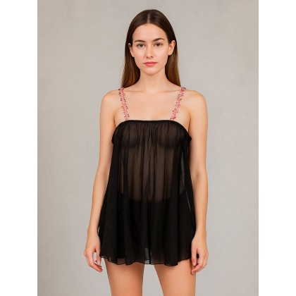 قميص نوم لانجري لون أسود