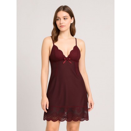 قميص نوم لانجري لون عنابي