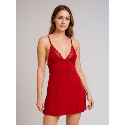 قميص نوم لانجري لون أحمر