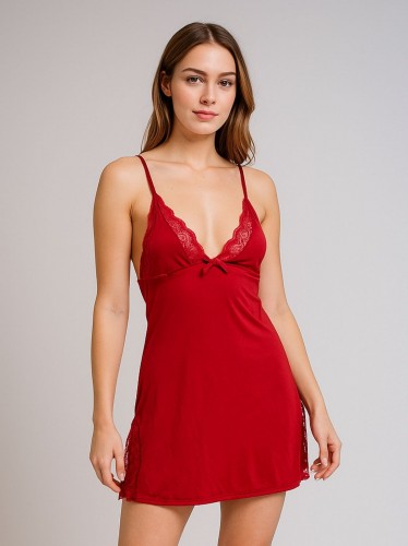 قميص نوم لانجري لون أحمر