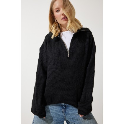 بلوزة ستاتي شتوي لون أسود Happiness İstanbul