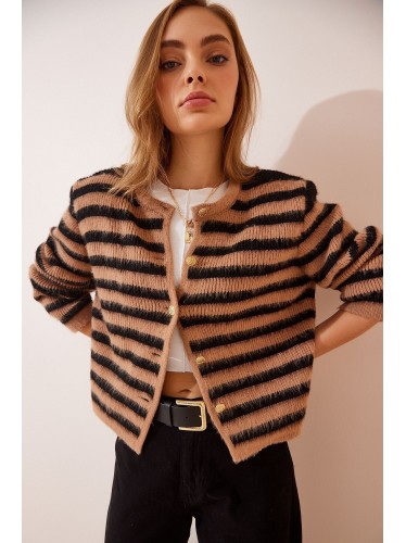 جرزة ستاتي لون أسود مخطط بيج Happiness Istanbul