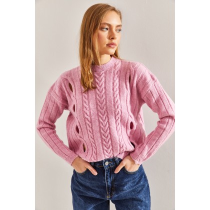 بلوزة ستاتي شتوي لون زهري