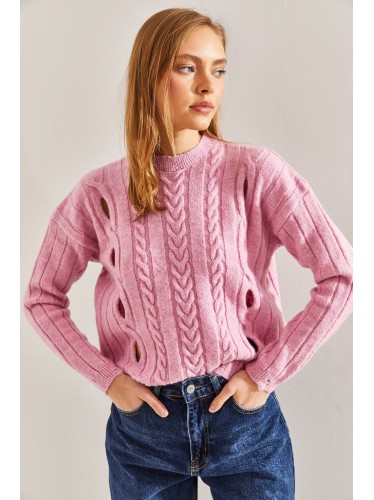 بلوزة ستاتي شتوي لون زهري Bianco Lucci