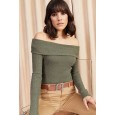 بلوزة ستاتي شتوي قبه وسيعة لون أخضر زيتي
