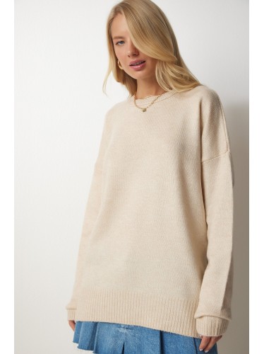 بلوزة ستاتي شتوي لون بيج Happiness İstanbul