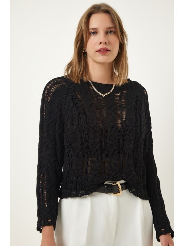 بلوزة ستاتي شتوي لون أسود Happiness İstanbul