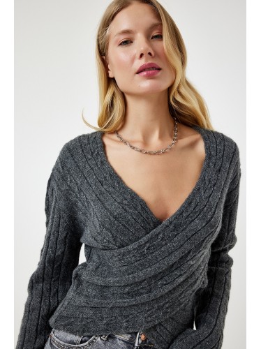 بلوزة ستاتي شتوي لون سكني Happiness İstanbul