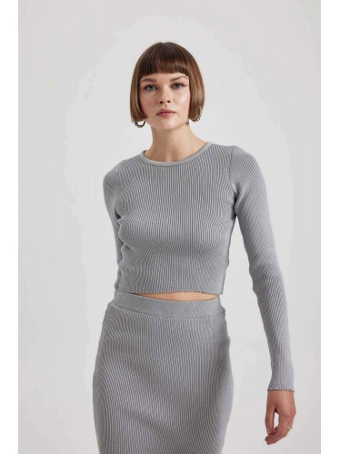 طقم ستاتي لون سكني مع لمعة تنورة وبلوزة defacto