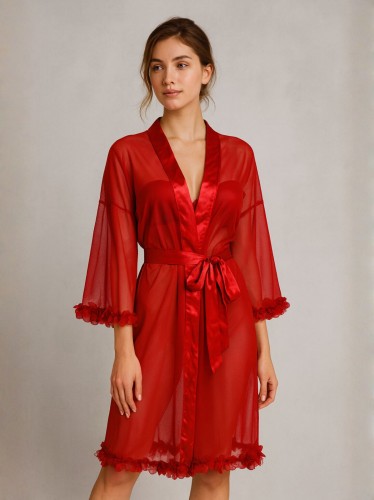 طقم لانجري روب لون أحمر 