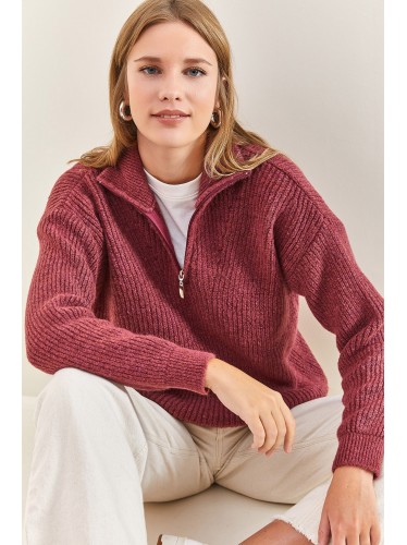 جرزة سادة مع سحاب باللون التوتي One Size