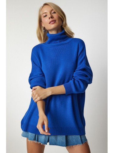 بلوزة شتوية سادة باللون الازرق الغامق One Size