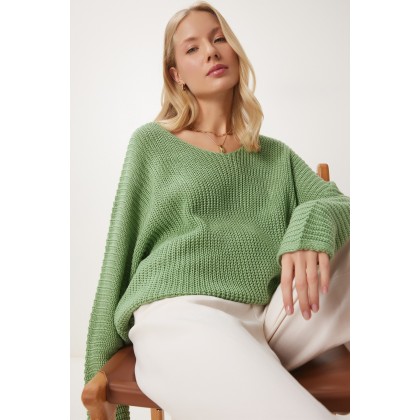 بلوزة صوف باللون الزيتي الغامق One Size