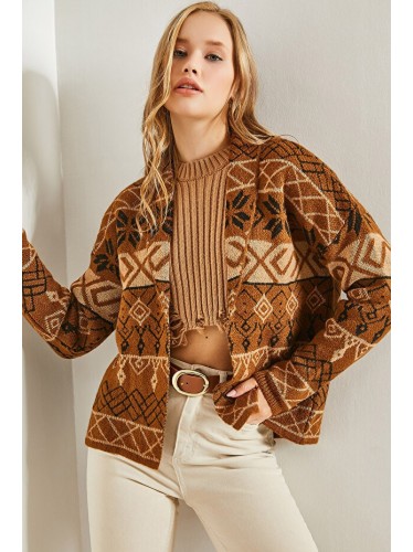 جاكيت باللون العسلي ملون One Size