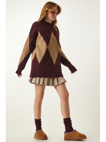 جرزة باللون الخمري والبيج الغامق One Size