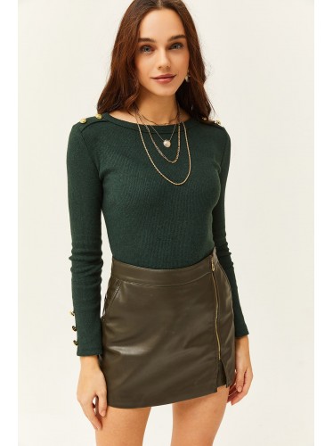 بلوزة شتوية باللون الزيتي One Size