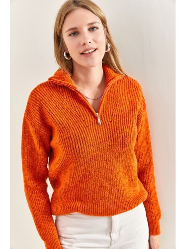 بلوزة صوف ستوي باللون الاورنج One Size