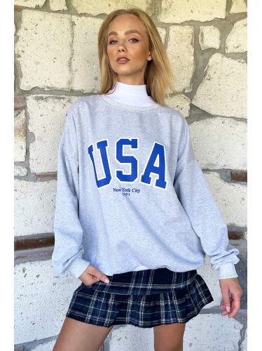 هودي فوتر شتوية طويله باللون السكني وكتابة ازرق