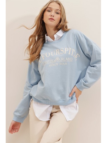 هودي فوتر باللون الازرق الفاتح