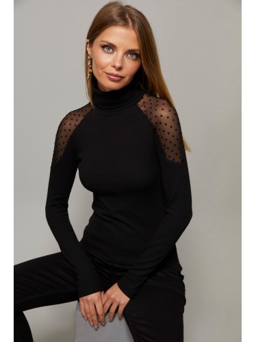 بلوزة هاينيك اسود شيفون من عند الاكتاف