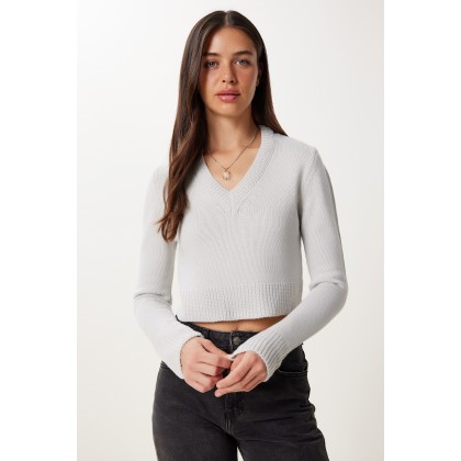 بلوزة صوف قصيرة باللون السكني