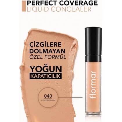 Flormar Perfect Coverage No. 040 - Light/Medium خافي عيوب سائل فلورمار بيرفكت كوفر