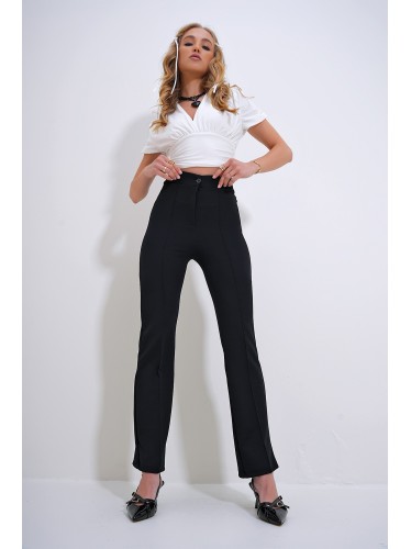 بنطال نسائي لايكرا باللون الأسود – Trend Alaçatı Stili