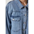 جاكيت جينز نسائي أزرق متوسط بدون درزات مع جيوب واسعة – Happiness İstanbul