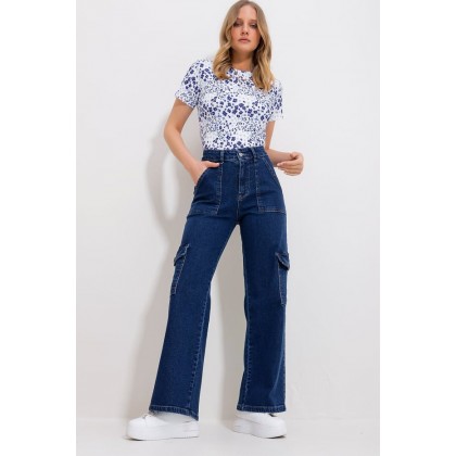 بنطلون جينز ستاتي أزرق غامق