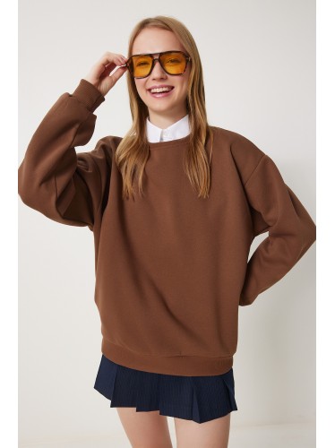 هودي سويت شيرت شتوي  باللون البني Happiness İstanbul