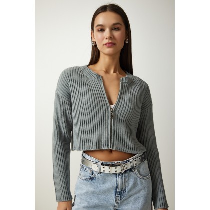 جاكيت صوف بسحاب لون سكني