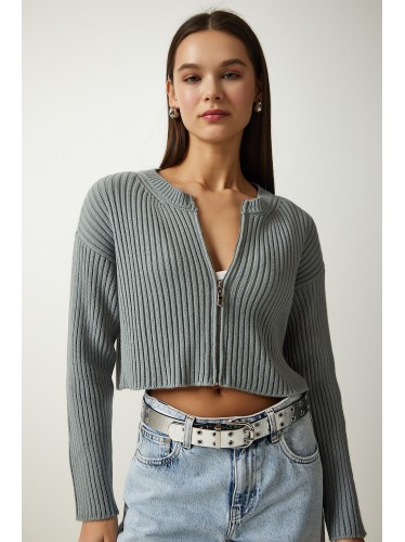 جاكيت صوف بسحاب لون سكني