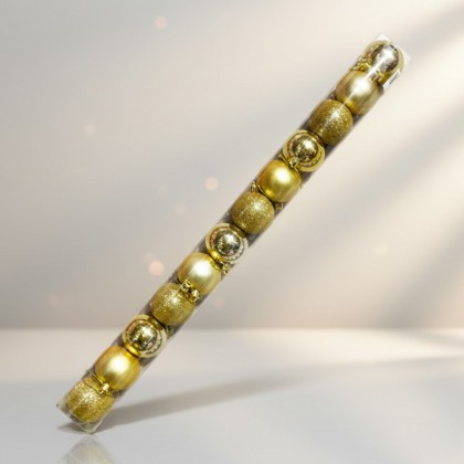 طقم 12 طابة ذهبي حجم صغير قطر الطابة 3 سم 