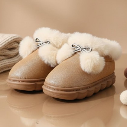 حذاء شتوي للأطفال لون كموني بلمعة