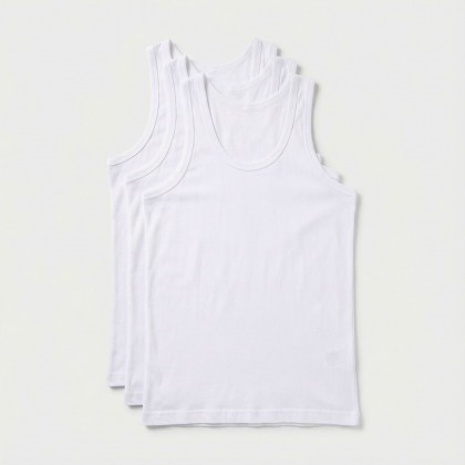 شباح داخلي قطني (3 قطع) لرجال لون أبيض