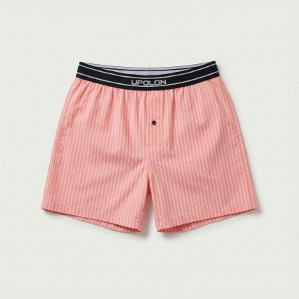 بوكسر بتصميم زر مخطط طولي للرجال لون وردي