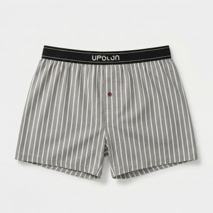 بوكسر بتصميم زر مخطط طولي للرجال لون رمادي